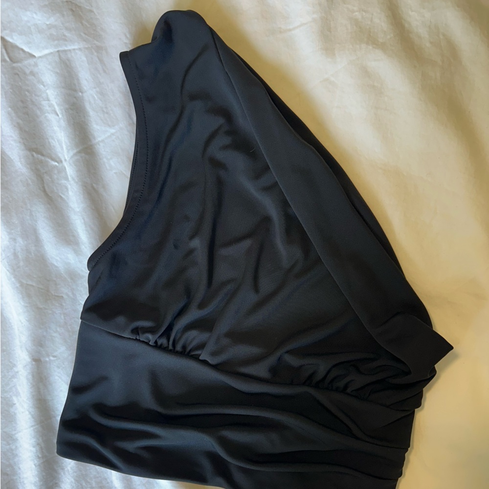 MANGO - One Shoulder Black Top
